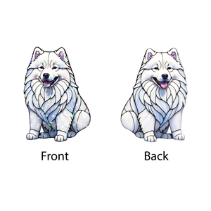 Samoyed Stained Glass Hologram Ornament, Dog Stained Glass Suncatcher Ornaments Home Decor