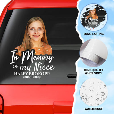 Custom In Memorial Sticker Personal Memory Decal Car :  in memory of my Niece