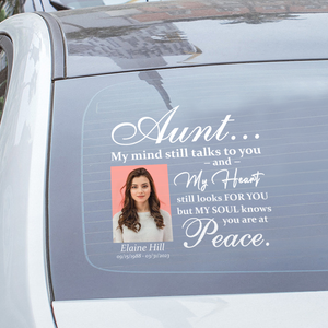 Custom in loving memory sticker, Personal Memory Decal Car : Aunt, My mind still talks to you