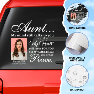 Custom in loving memory sticker, Personal Memory Decal Car : Aunt, My mind still talks to you