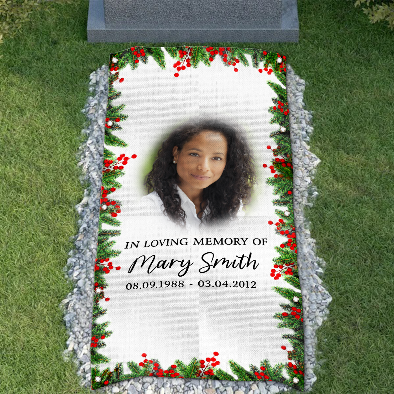 Custom Memorial Grave Blanket on Christmas : In Loving Memory Grave Blanket