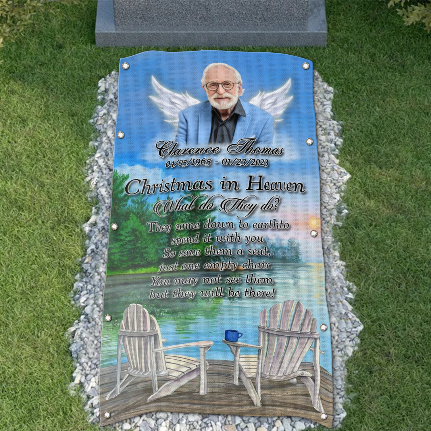 Custom Memorial Grave Blanket on Christmas : Christmas in heaven Grave Blanket