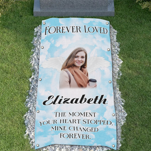 Custom Memorial Grave Blanket, Memory Grave Blanket : Forever Loved, the moment your heart stopped