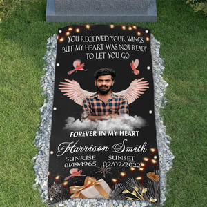 Custom Memorial Grave Blanket on Christmas : you received your wings but my heart was not ready to let you go