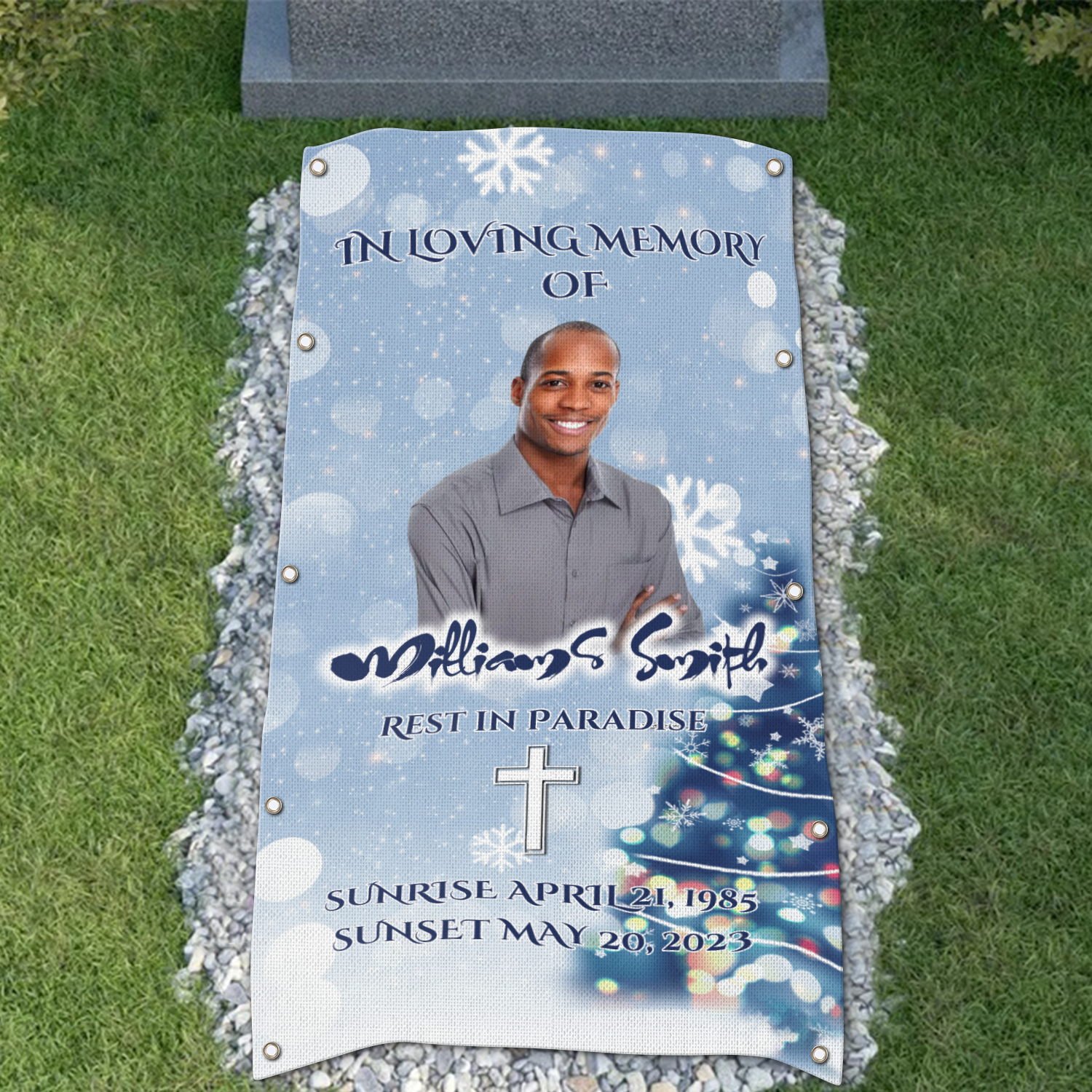 Custom Memorial Grave Blanket on Christmas : in loving memory, rest in paradise Grave Blanket