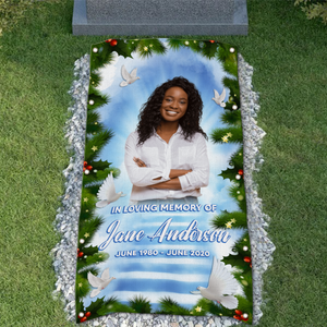 Custom Memorial Grave Blanket on Christmas : in loving memory grave blanket for christmas