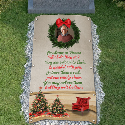 Custom Memorial Grave Blanket on Christmas : Christmas in heaven what do they do