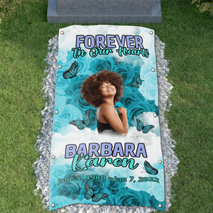 Custom Memorial Grave Blanket, in Memory Grave Blanket : forever in our hearts