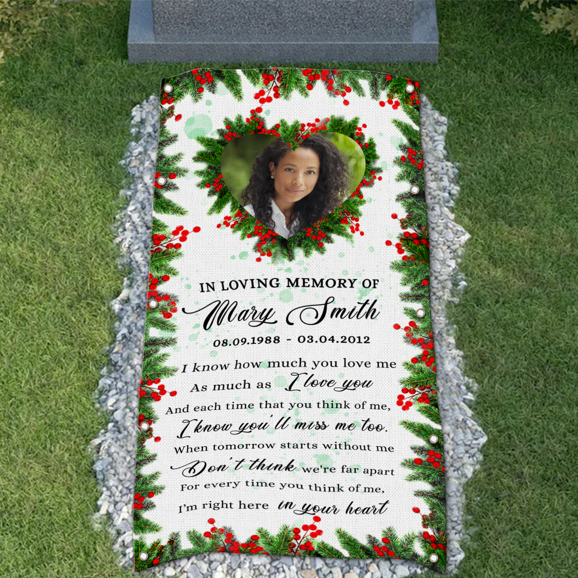 Custom Memorial Grave Blanket on Christmas : In Loving Memory Grave Blanket A02