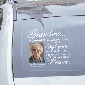 Custom in loving memory sticker, Personal Memory Decal Car : Grandma, My mind still talks to you