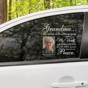 Custom in loving memory sticker, Personal Memory Decal Car : Grandma, My mind still talks to you