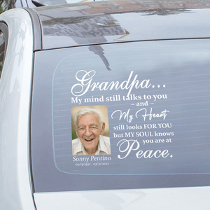 Custom in loving memory sticker, Personal Memory Decal Car : Grandpa, My mind still talks to you