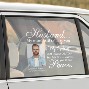 Custom in loving memory sticker, Personal Memory Decal Car : Husband, My mind still talks to you