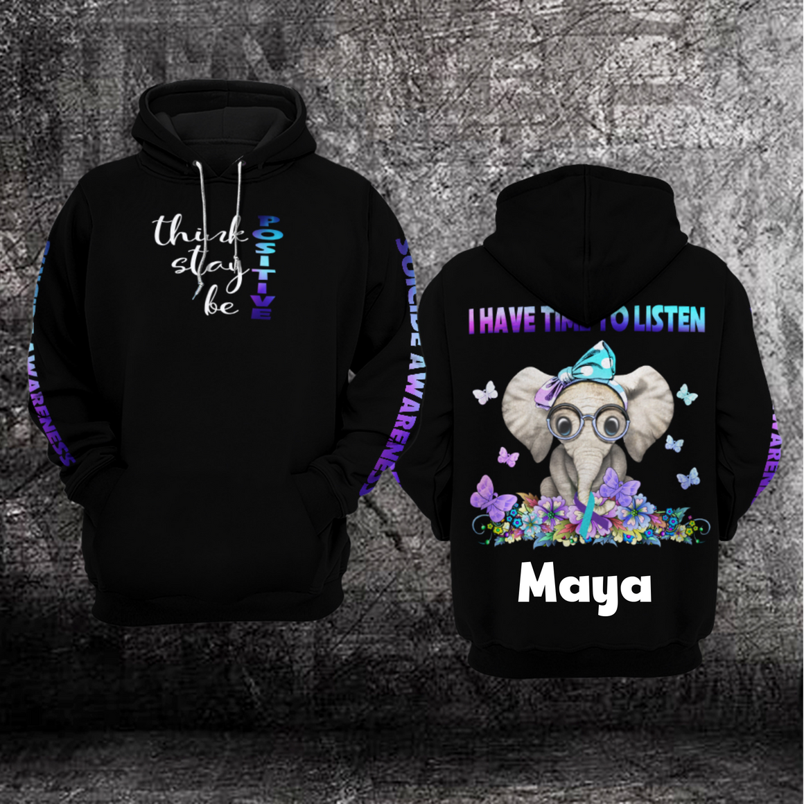 Custom Suicide Prevention Awareness Hoodie 3D : think stay be