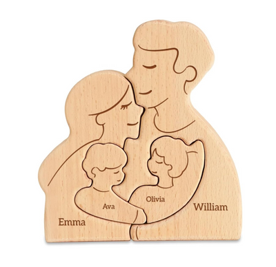 Custom Family Wooden Puzzle Father’s Day, Personalized Dad Wooden Engraved Wooden Family Puzzle