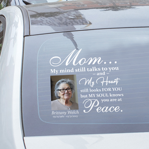 Custom in loving memory sticker, Personal Memory Decal Car : Mom, My mind still talks to you