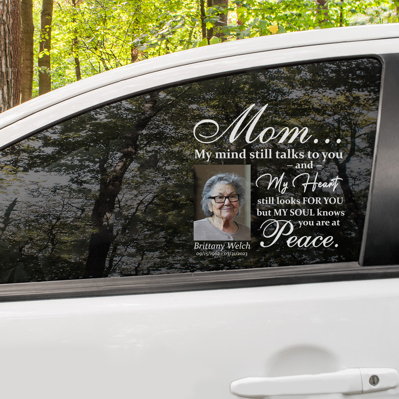 Custom in loving memory sticker, Personal Memory Decal Car : Mom, My mind still talks to you