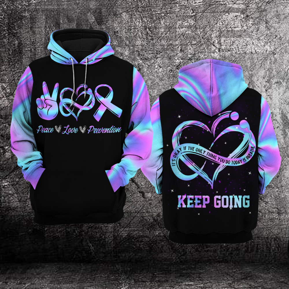 Suicide Awareness Hoodie For Women For Men : Peace Love Prevention