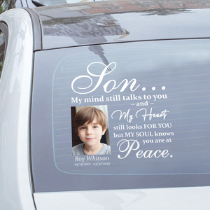 Custom in loving memory sticker, Personal Memory Decal Car : Son, My mind still talks to you