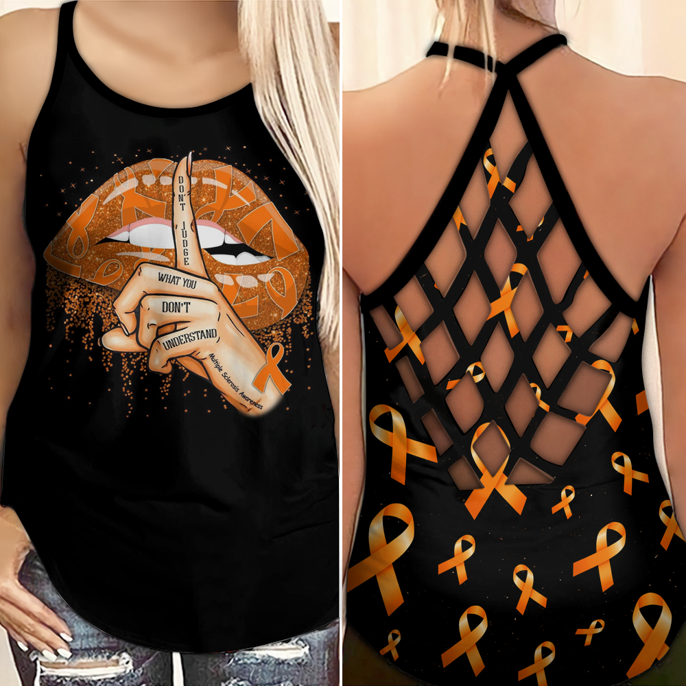Multiple Sclerosis Awareness Criss Cross Tank Top Summer: MS Warrior I May  Stagger