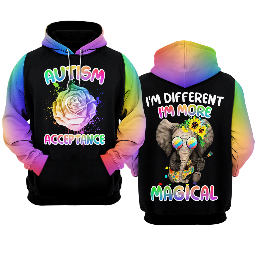 Autism Awareness Hoodie 3D : I'm Different I'm More Magical