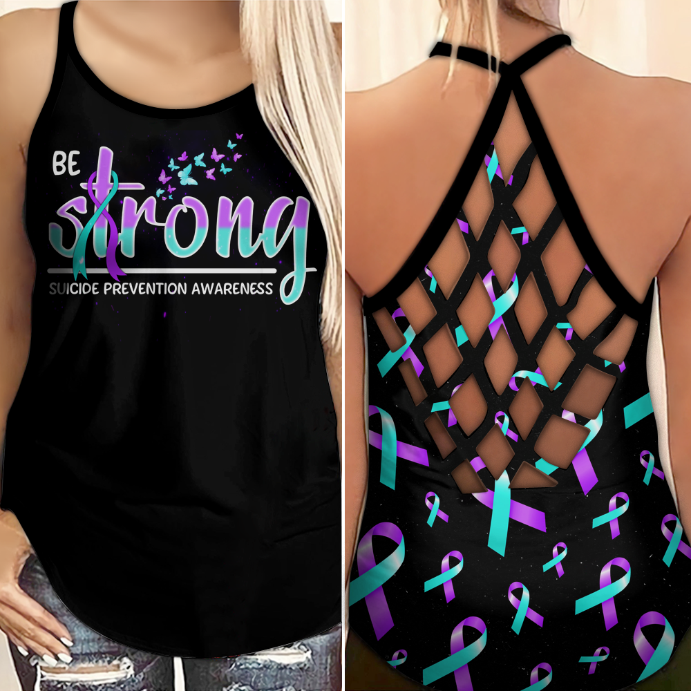 Suicide Awareness Criss Cross Tank Top Summer:  Be strong