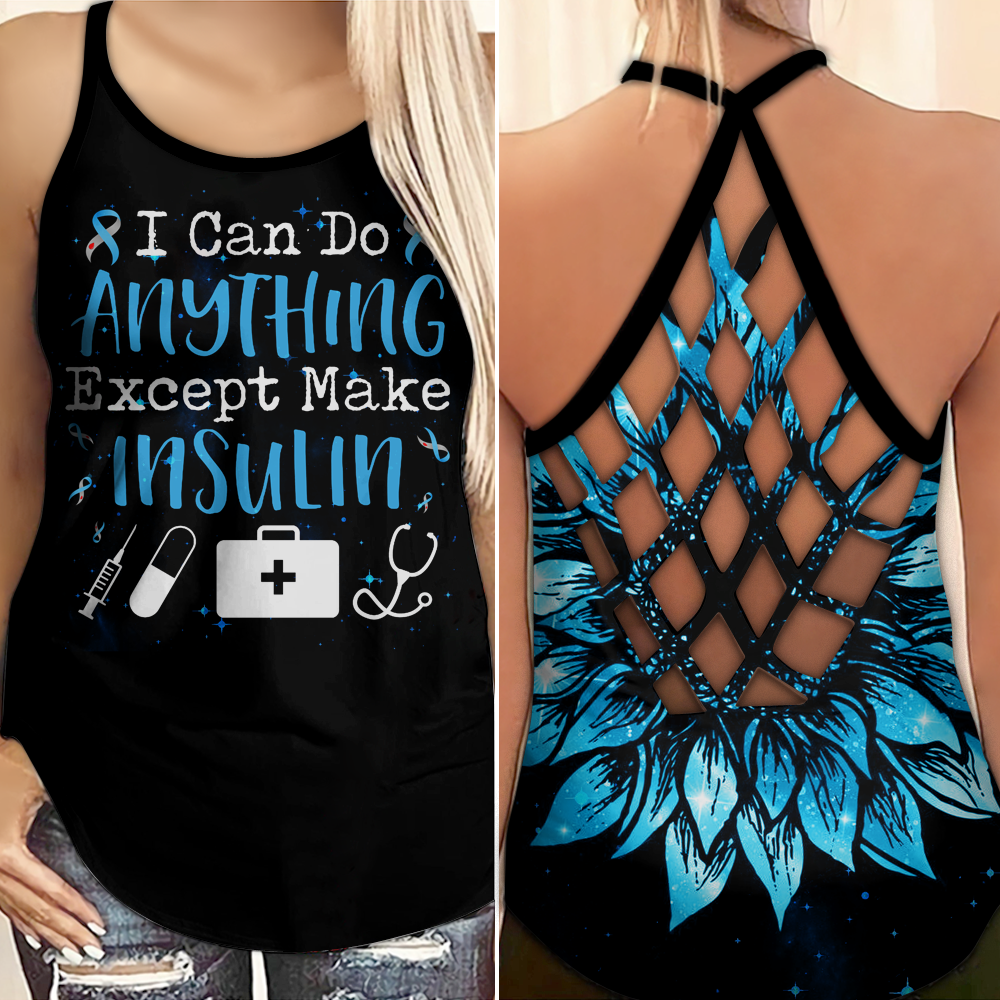 Diabetes Awareness Criss Cross Tank Top Summer: I can do anything