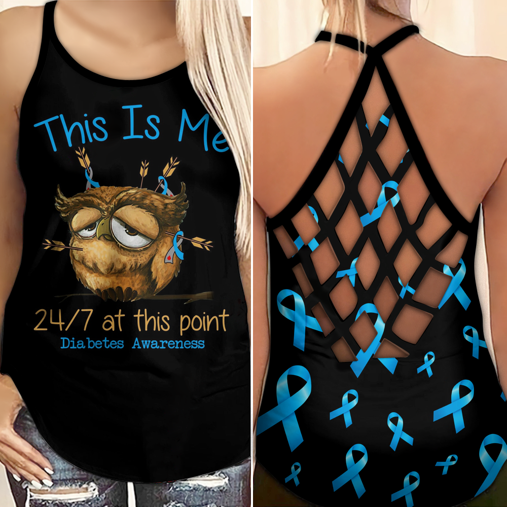 Diabetes Awareness Criss Cross Tank Top Summer: This is me 24/7 at this point