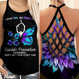 Suicide Awareness Criss Cross Tank Top Summer:  I wear teal