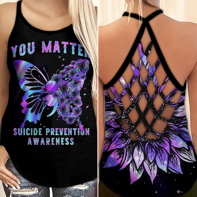 Suicide Prevention Awareness Criss Cross Tank Top: Butterfly You Matter