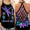 Suicide Awareness Criss Cross Tank Top Summer:  Choose life Dragonfly