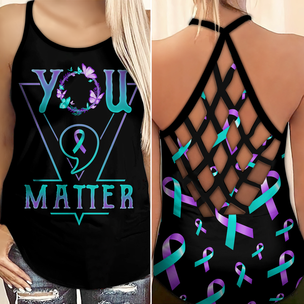 Suicide Awareness Criss Cross Tank Top Summer:  You matter 3008