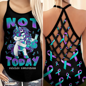 Suicide Awareness Criss Cross Tank Top Summer:  Not today unicorn