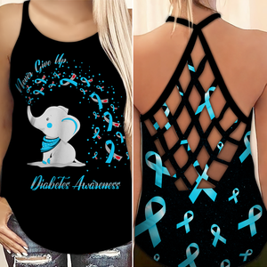 Diabetes Awareness Criss Cross Tank Top Summer: Never Give Up