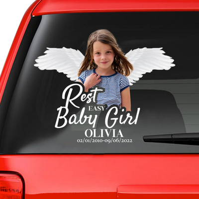 Custom In Loving Memory Sticker Personal Memory Decal Car For Dad For Mom : Rest Easy Baby Girl