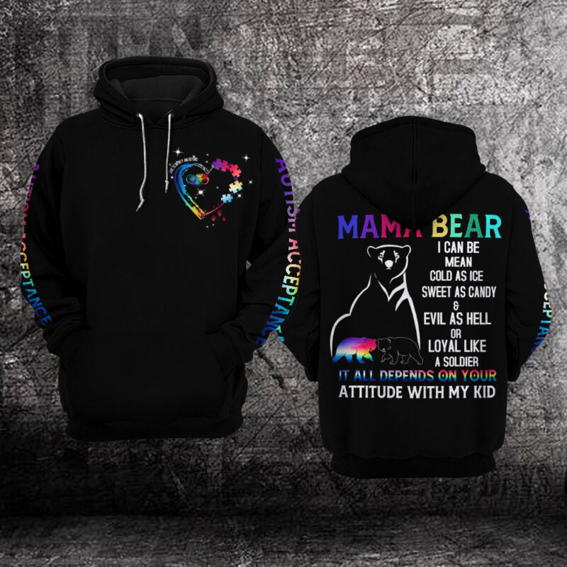 Autism Awareness Hoodie 3D : MAMA BEAR