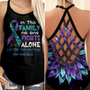 Personalized Name Suicide Awareness Criss Cross Tank Top Summer:  In This Family No One Fights Alone