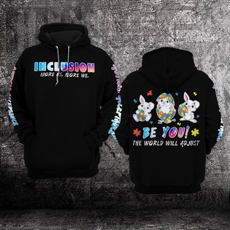 Autism Awareness Hoodie 3D : Be You! The World Will Adjust