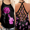 Breast Cancer Awareness Criss Cross Tank Top Summer: Never give up
