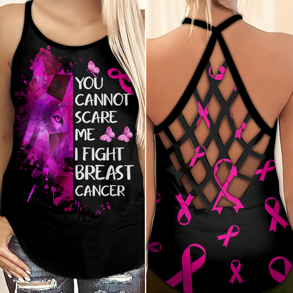 Breast Cancer Awareness Criss Cross Tank Top Summer: You can not scare