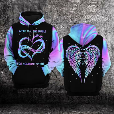 Suicide Prevention Awareness Hoodie Full Print : I wear teal and purple 0611