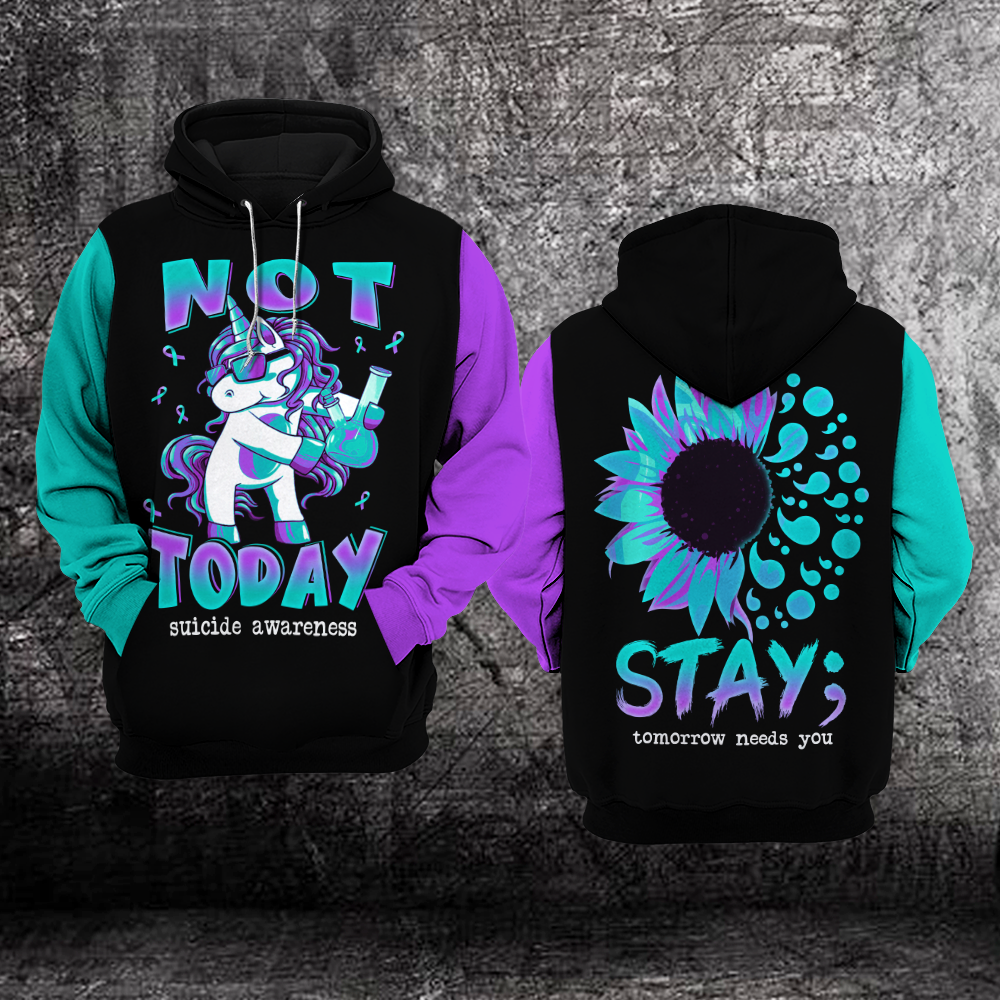 Suicide Prevention Awareness Hoodie Full Print Stay tomorrow