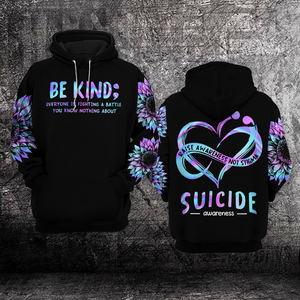 Suicide Prevention Awareness Hoodie Full Print : Be kind 3008