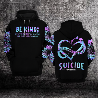 Suicide Prevention Awareness Hoodie Full Print : Be kind 3008