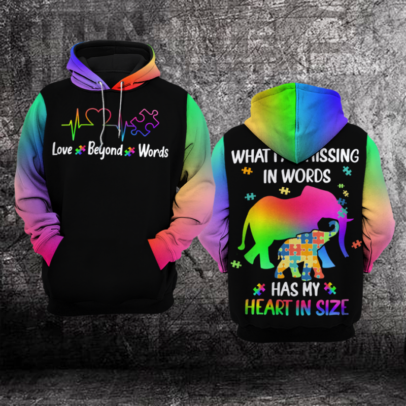 Autism Awareness Hoodie 3D : Love Beyond Words