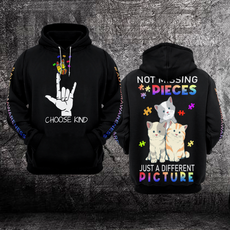 Autism Awareness Hoodie 3d : Not Missing Pieces Just a Different Picture