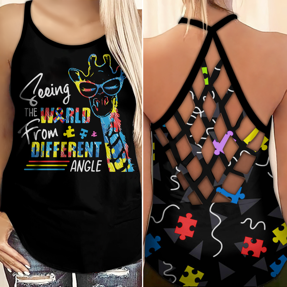 Autism Awareness Criss Cross Tank Top : Seeing The World