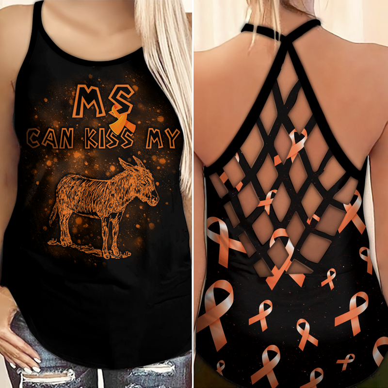 Multiple Sclerosis Awareness Criss Cross Tank Top Summer:  Ms can kiss my 0309