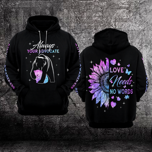 Autism Awareness Hoodie 3D : Love Needs No Words