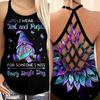 Gnome Suicide Awareness Ribbon Criss Cross Tank Top Summer:  I Wear Teal Purple For Someone